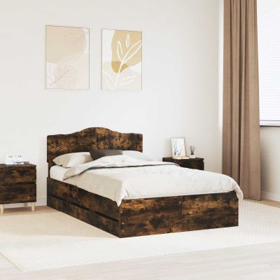 vidaXL Rám postele Dymová dub 135 x 190 cm Inžinierske drevo