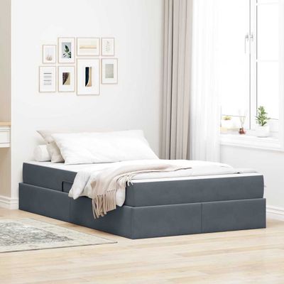 vidaXL Postel s úložným prostorem a matrací Tmavo šedá 120 x 200 cm