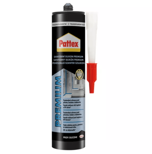 2930551 Pattex Sanitárny silikón PREMIUM - trojitá ochrana proti pliesni transparentný 310 ml