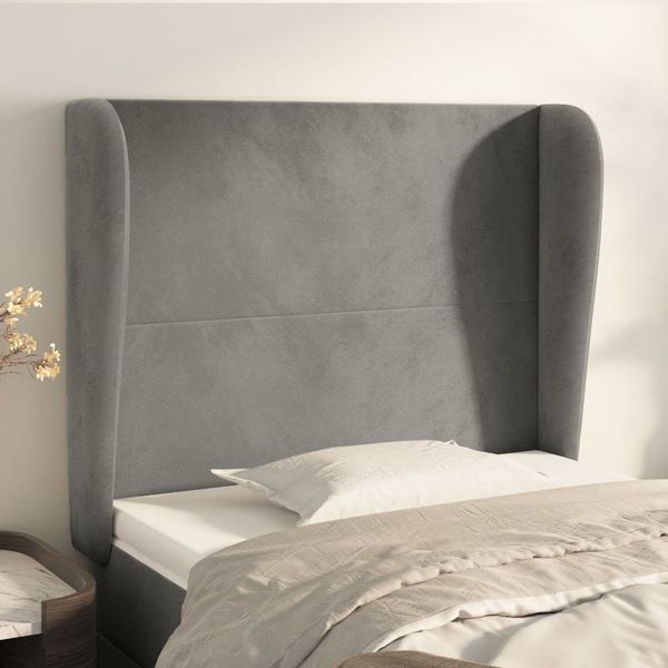 vidaXL Čelo postele so záhybmi bledosivé 83x23x118/128 cm zamat