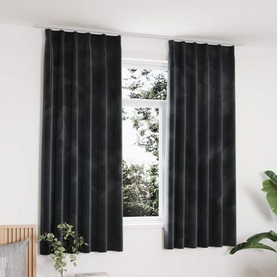 vidaXL Zatemňovacie závesy 2 ks s háčikmi, zamat, antracit 140x175 cm
