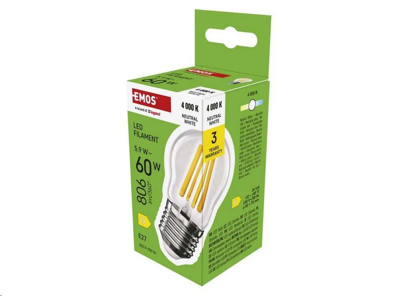 LED žiarovka EMOS ZF6D43 Filament Mini Globe / E27 / 5,9 W (60 W) / 806 lm / neutrálna biela