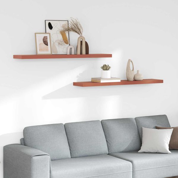 vidaXL Stenná polica 2 pcs Červená 120 x 23,5 x 4 cm Kompozitné drevo