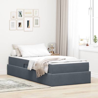 vidaXL Postel s úložným prostorem a matrací Tmavo šedá 100 x 200 cm