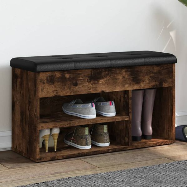 vidaXL Lavička na topánky dymový dub 82x32x45,5 cm kompozitné drevo