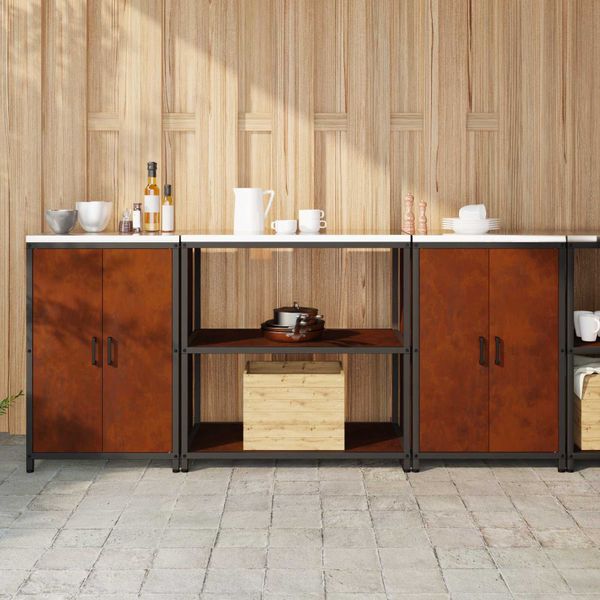 vidaXL Kuchynský úložný set HATTEM 3 pcs Hrdzavý Oceľ