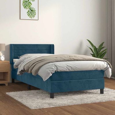 vidaXL Posteľný rám boxsping s matracom tmavomodrý 80x200 cm zamat