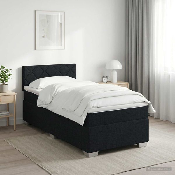 vidaXL Posteľ boxspring s matracom Čierna 100 x 200 cm Látka
