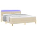 vidaXL LED box s pružinami s LED pásikmi Krémová 180 x 200 cm látka