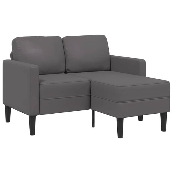 vidaXL 2-miestna pohovka s ležadlom v tvare L, sivá 125 cm, umelá koža