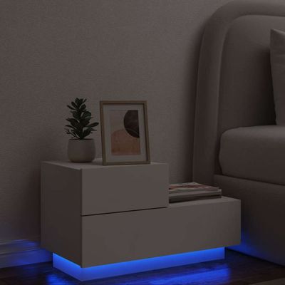 vidaXL Nočný stolík s LED svetlami biely 70x36x40,5 cm