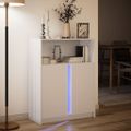 vidaXL Komoda s LED biela 77x34x100 cm kompozitné drevo