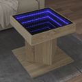 vidaXL Konferenčný stolík s LED dub sonoma 50x50x45 cm kompozit. drevo