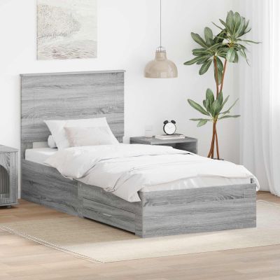 vidaXL Rám postele Sivý Sonoma 90 x 200 cm Kompozitné drevo