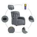 vidaXL Elektrické zdvíhacie masážne sklápacie kreslo sivé umelá koža