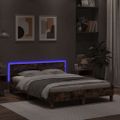 vidaXL Posteľný rám s čelom a LED hnedý dub 140x190 cm