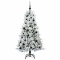 vidaXL Umelý Sklápací Vianočný Stromček Biela 150 cm PE a PVC