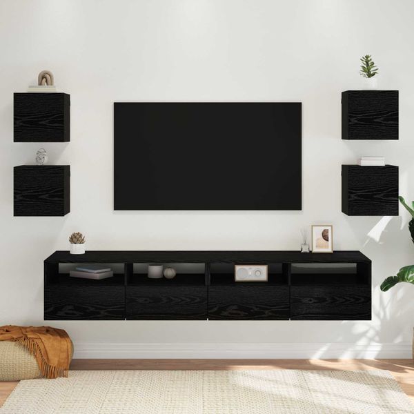 vidaXL Nástenná skriňa pre TV 4 pcs Čierny dub 30,5 x 30 x 30 cm