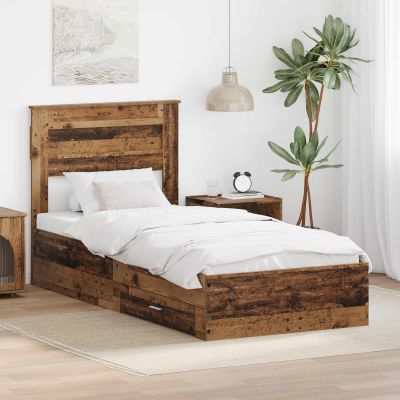 vidaXL Rám postele Staré drevo 100 x 200 cm Kompozitné drevo