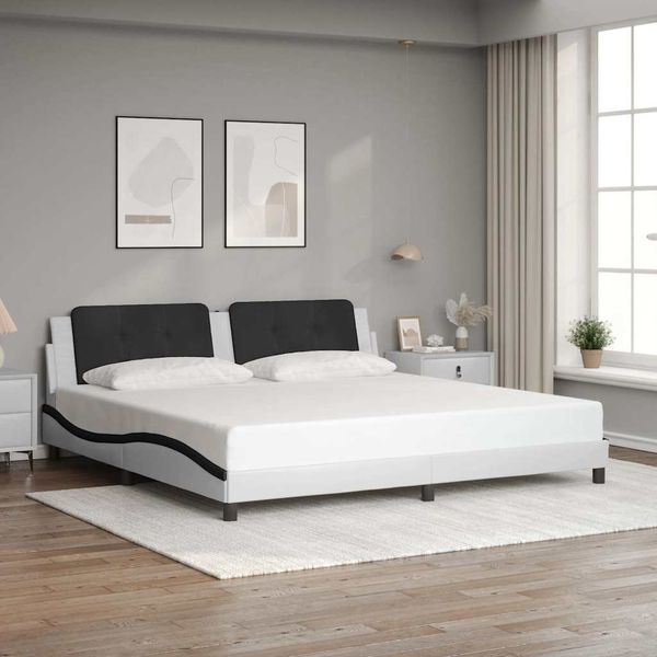 vidaXL Rám postele bez matraca Zadar bielo-čierny 200x200 cm umelá koža