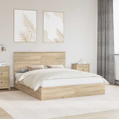 vidaXL Úložná posteľ Sonoma dub 160 x 200 cm Kompozitné drevo