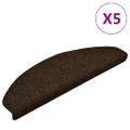 vidaXL Schodové rohože, samolepiace, 5 ks, 65x21x4 cm, hnedé, polkruhové, veľké