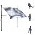 vidaXL Ručne zaťahovacia markíza s LED 150 cm, modro biela