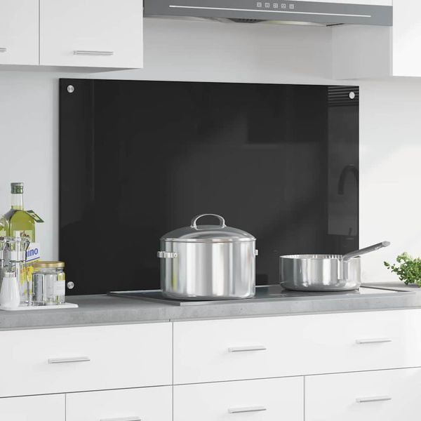 vidaXL Kuchynský obklad Čierna 100 x 60 cm tvrdené sklo