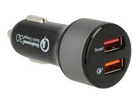 Napájací adaptér do auta - 3 A - QC 3.0 - 2 výstupné konektory (USB) - čierna
