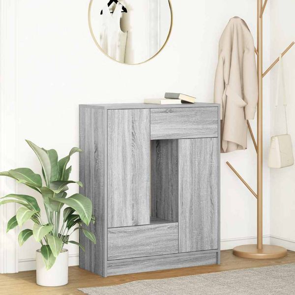 vidaXL Komoda so zásuvkami a dvierkami, sivá sonoma 73x31x90 cm