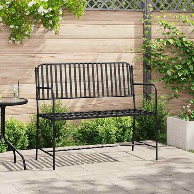 vidaXL Záhradná lavička 2 -Seater 103,5 x 51,5 x 90 cm Oceľ Čierna