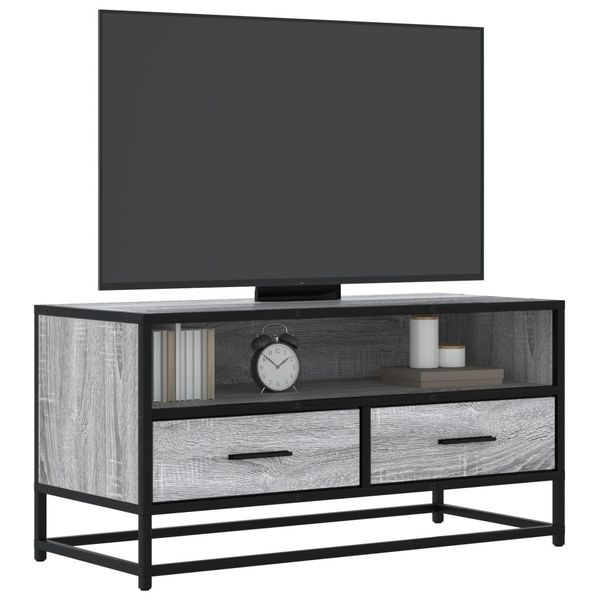 vidaXL TV skrinka sivá sonoma 80x34,5x40 cm kompozitné drevo a kov