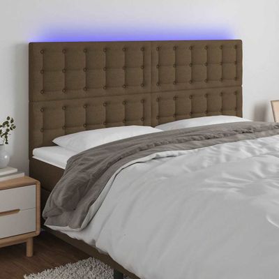 vidaXL Čelo postele s LED tmavohendé 160x5x118/128 cm látka