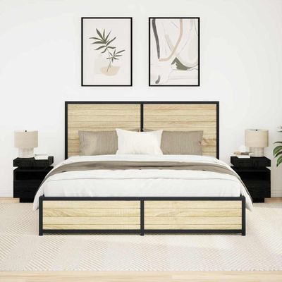 vidaXL Nočný stolík so zásuvkou 2 pcs Čierny dub 40 x 39 x 48,5 cm