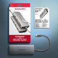 AXAGON HMC-8HLSA, USB 5Gbps hub, 3x USB-A, HDMI 4k/60Hz, RJ-45 GLAN, SD/microSD, audio, PD 100W Dokovacia stanica, USB-C, kompatibilný s Thunderbolt 4, 1× HDMI, 2× USB 3.0, 1× USB 2.0, 1× USB-C, PD 100W, 3,5mm jack, RJ-45, čítačka
