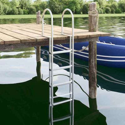 vidaXL 4-stupňový žebřík na docks Strieborná 45 ×11,5 ×162 cm Hliník