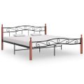 vidaXL Posteľný rám čierny kov a masívne dubové drevo 200x200 cm