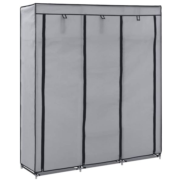 vidaXL Šatník s priehradkami a tyčami sivý látkový 150x45x175 cm