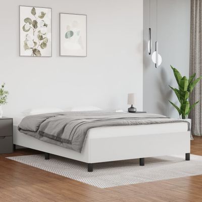 vidaXL Posteľný rám biely 140x200 cm umelá koža
