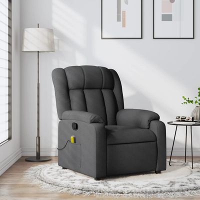 vidaXL Masážne kreslo s polohovacím mechanizmom, tmavosivá látka