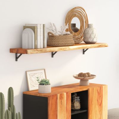 vidaXL Nástenná polica 110x30x3,8cm obdĺžnik masívna akácia živá hrana
