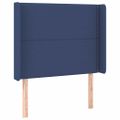 vidaXL Čelo postele s LED modré 83x16x118/128 cm látka