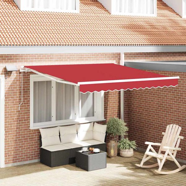 vidaXL Sklopná markíza Červená 350 x 250 cm Tkanina a hliník