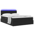 vidaXL LED úložná posteľ s matracom Čierna 140 x 190 cm Zamat