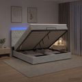 vidaXL Ottoman posteľ s matracom a LED Svetlosivá 140 x 200 cm Zamat