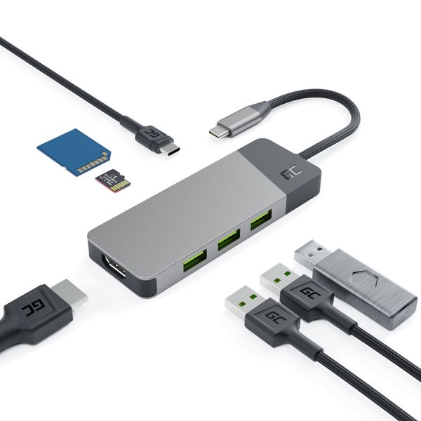 Green Cell HUBGC01 Connect adaptér 7v1 pre Apple MacBook M1/M2, Lenovo X1, Asus ZenBook, Dell XPS
