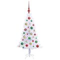 vidaXL Umelý vianočný stromček s 150 LED-i Biela 120 cm PVC a oceľ