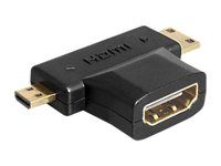 Rozdvojka HDMI - HDMI se zdířkami (female) do 19 pin mini HDMI Type C, 19 pin micro HDMI Type D s piny (male) - černá
