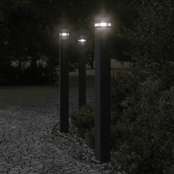 vidaXL Vonkajšie stojace lampy 3 ks čierna 110 cm hliník