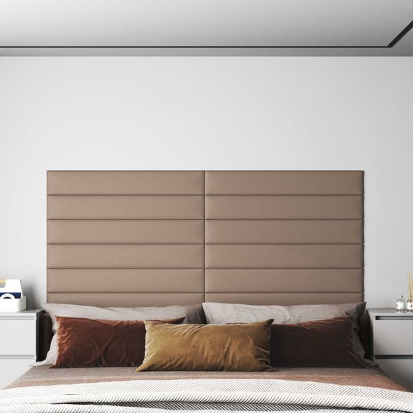 vidaXL Nástenný čelník 12 pcs Kapučínová 90 x 15 cm látka